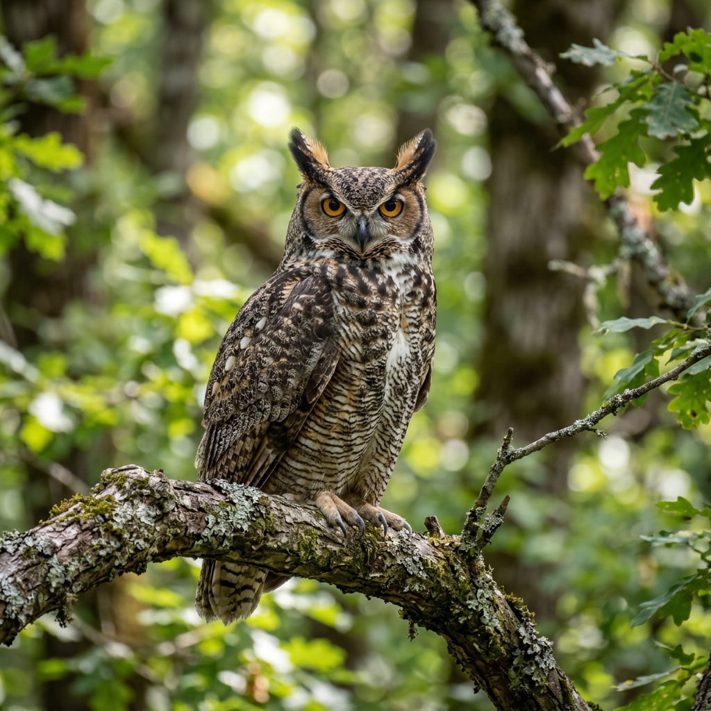 Hibou perché sur une branche